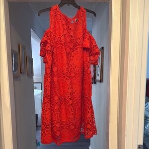 ASOS Red Asymmetrical Cold Shoulder Sundress